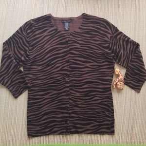 Classy cardigan Blk/brwn, Sz M